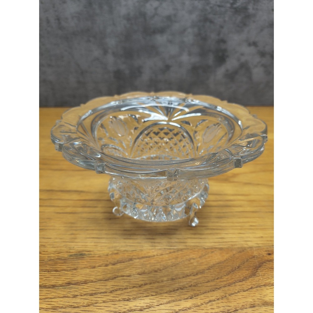 The European Collection 24% Lead Crystal 3 Footed Candy Dish Vintage MADE German